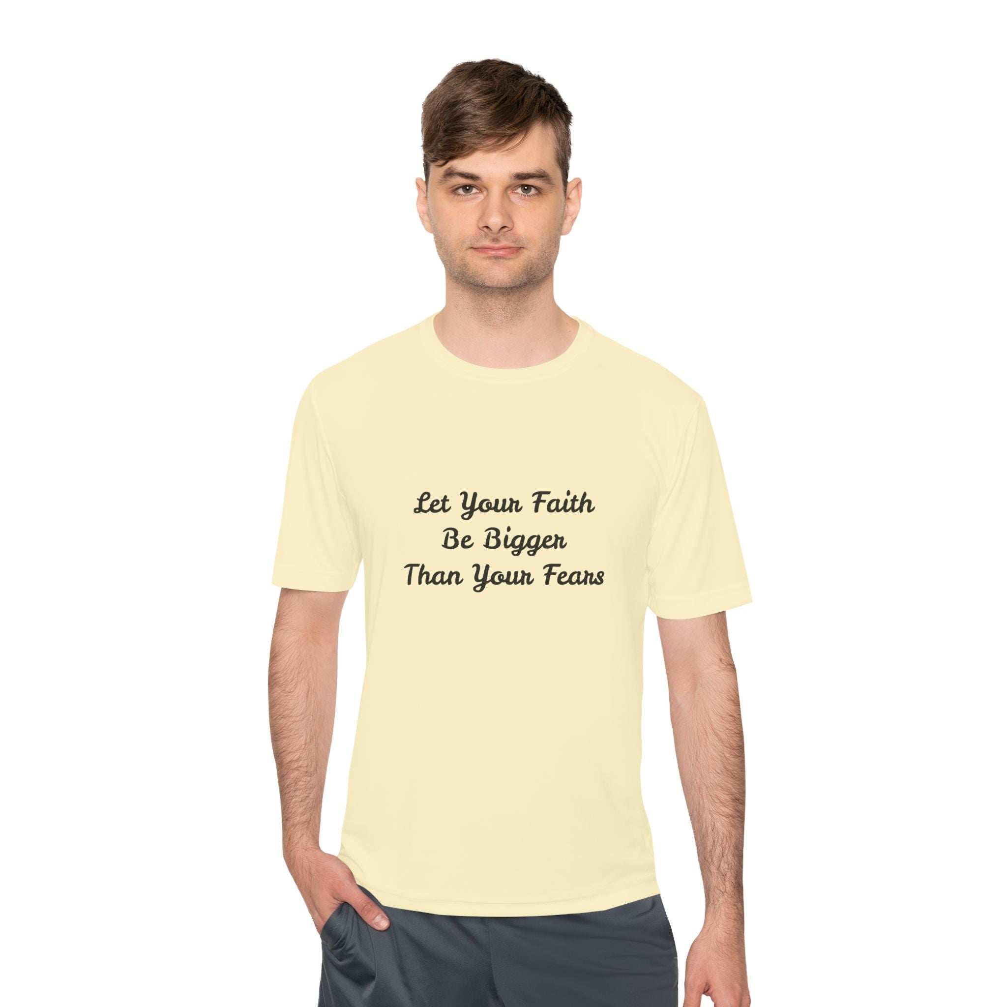 Faith Lotus Moisture-Wicking Tee — "Let Your Faith Be Bigger Than Your Fears"
