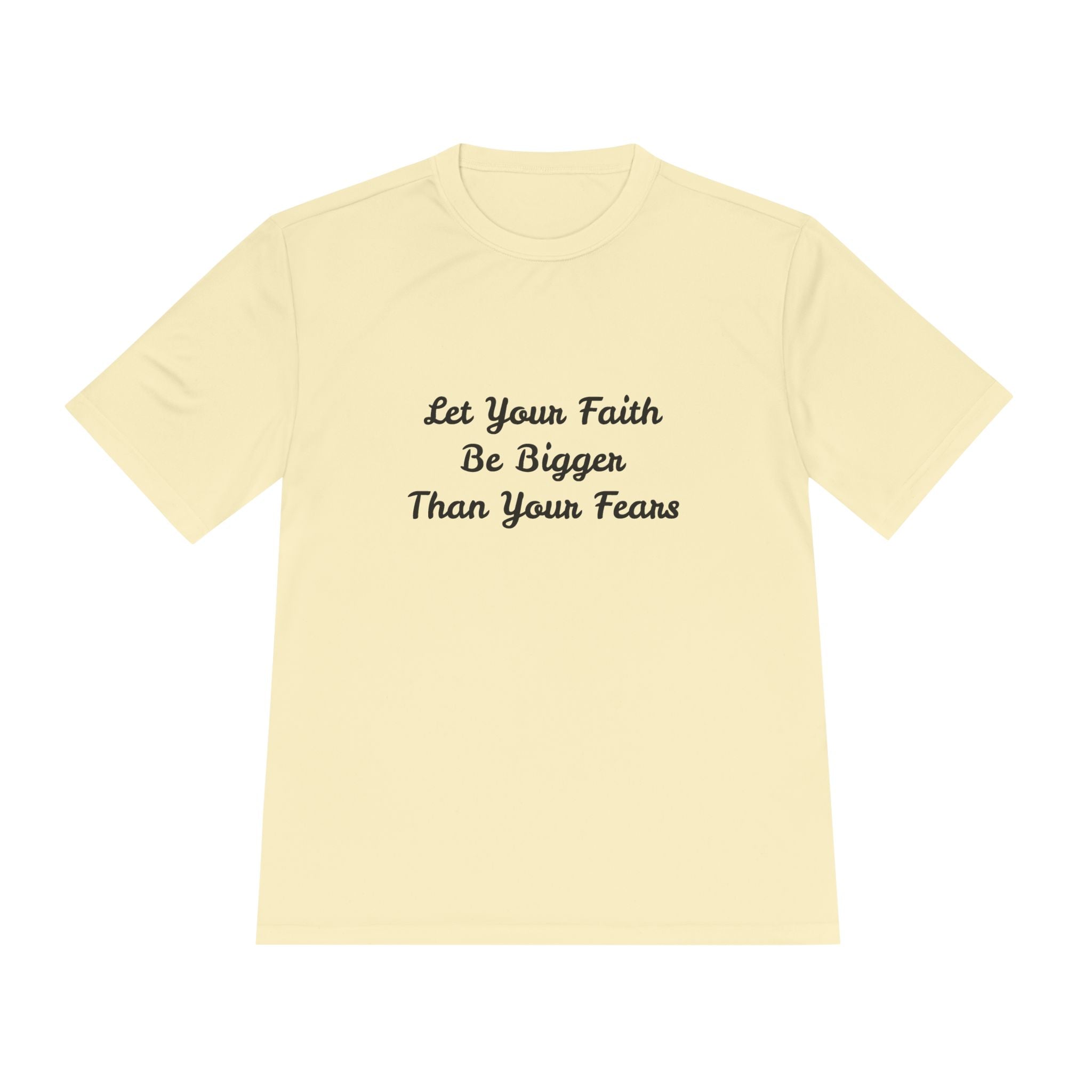 Faith Lotus Moisture-Wicking Tee — "Let Your Faith Be Bigger Than Your Fears"