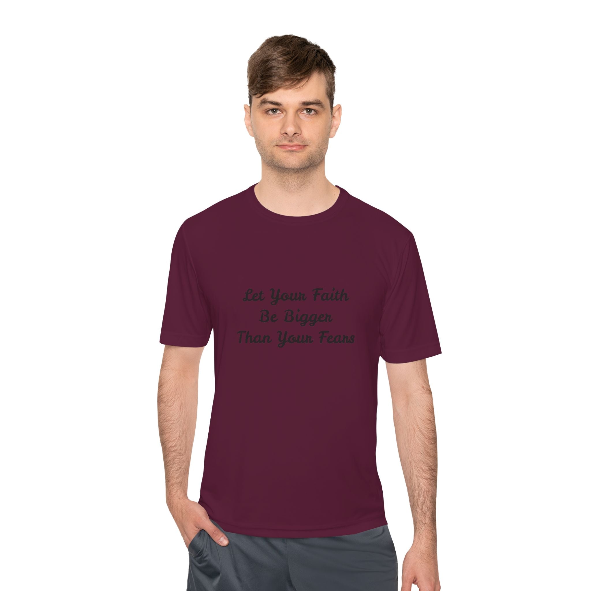 Faith Lotus Moisture-Wicking Tee — "Let Your Faith Be Bigger Than Your Fears"