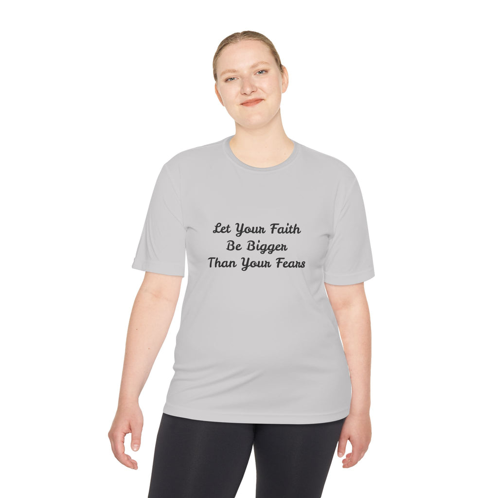 Faith Lotus Moisture-Wicking Tee — "Let Your Faith Be Bigger Than Your Fears"