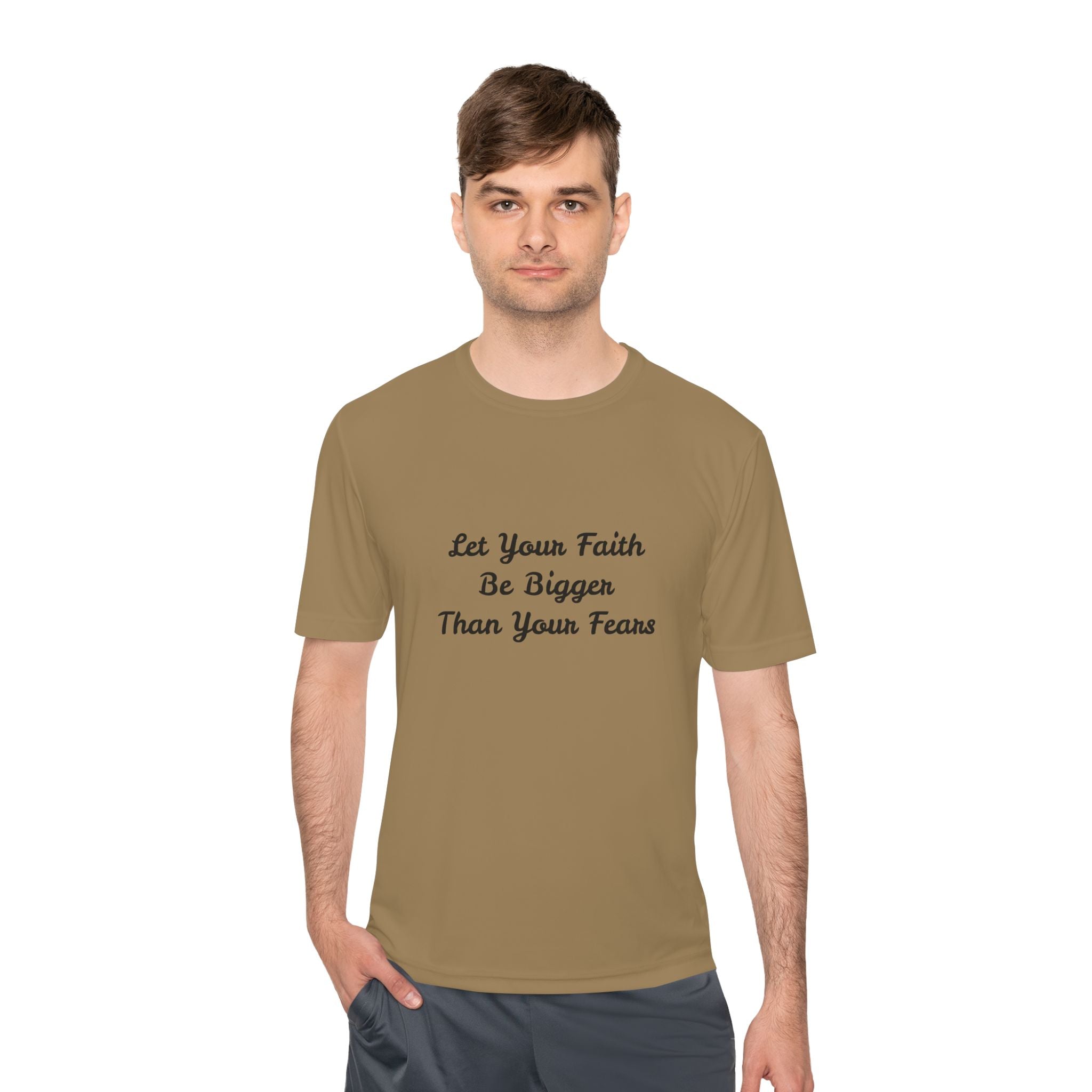 Faith Lotus Moisture-Wicking Tee — "Let Your Faith Be Bigger Than Your Fears"