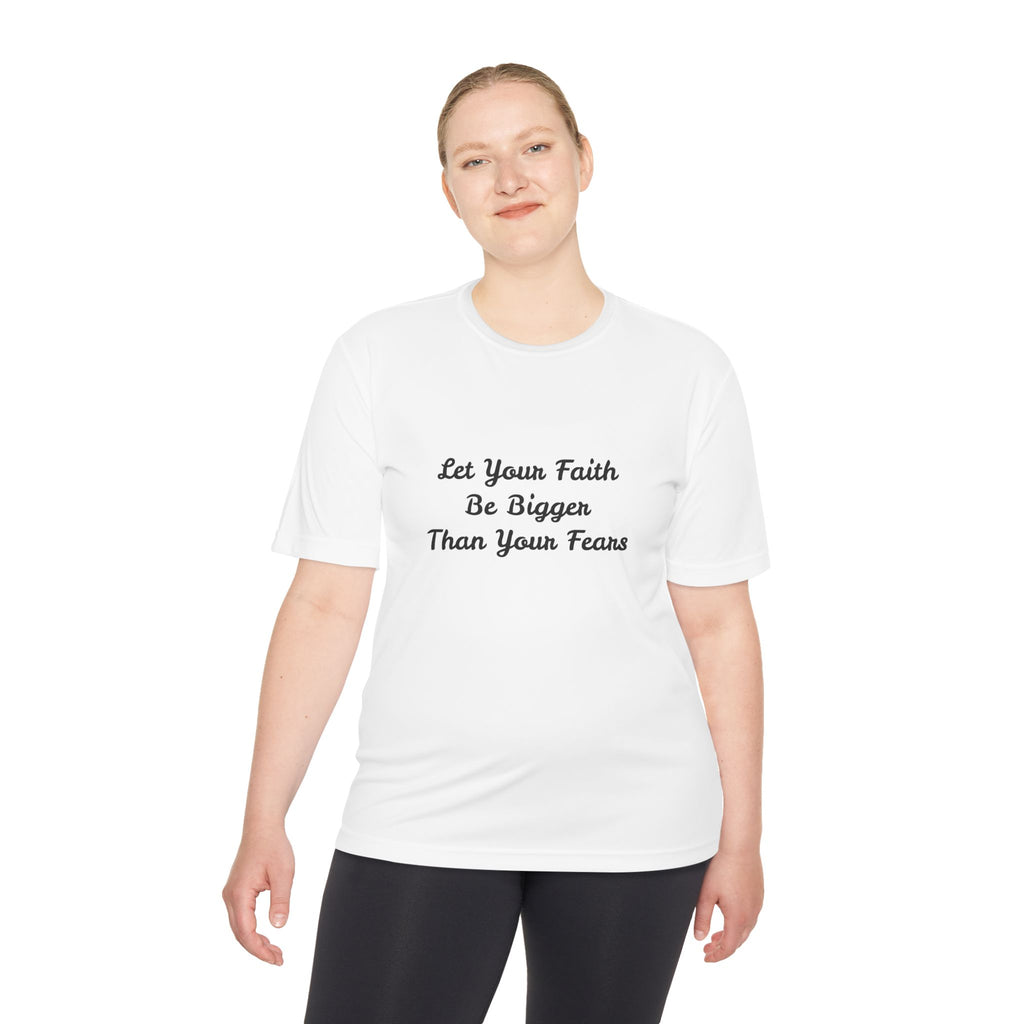 Faith Lotus Moisture-Wicking Tee — "Let Your Faith Be Bigger Than Your Fears"