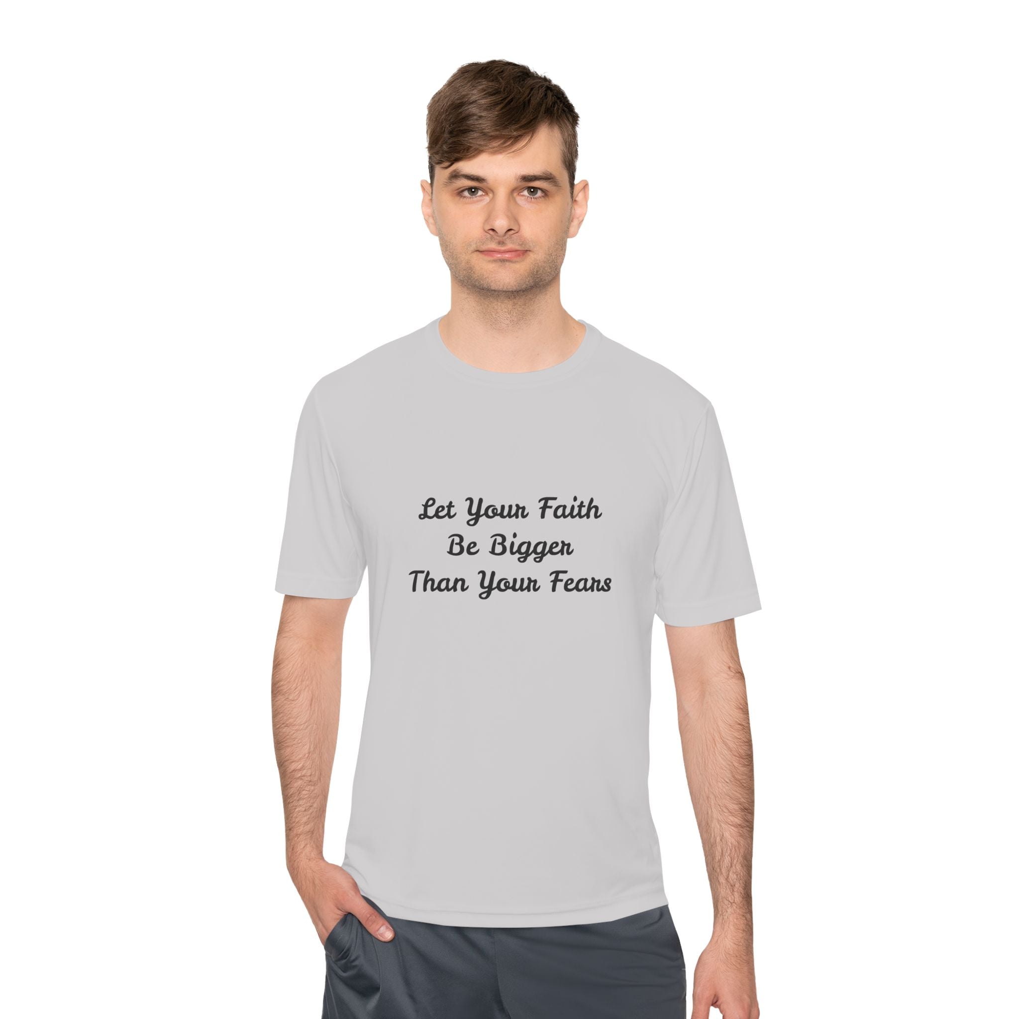 Faith Lotus Moisture-Wicking Tee — "Let Your Faith Be Bigger Than Your Fears"
