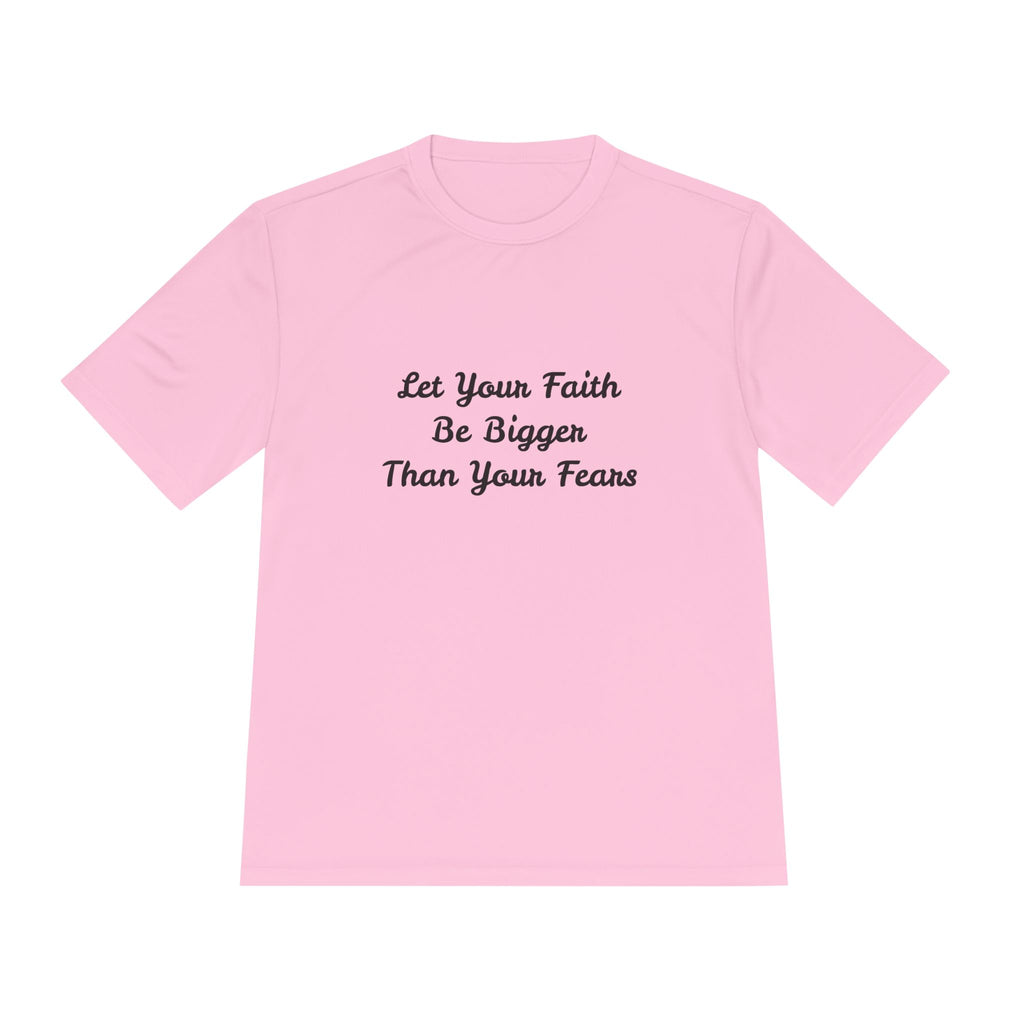 Faith Lotus Moisture-Wicking Tee — "Let Your Faith Be Bigger Than Your Fears"