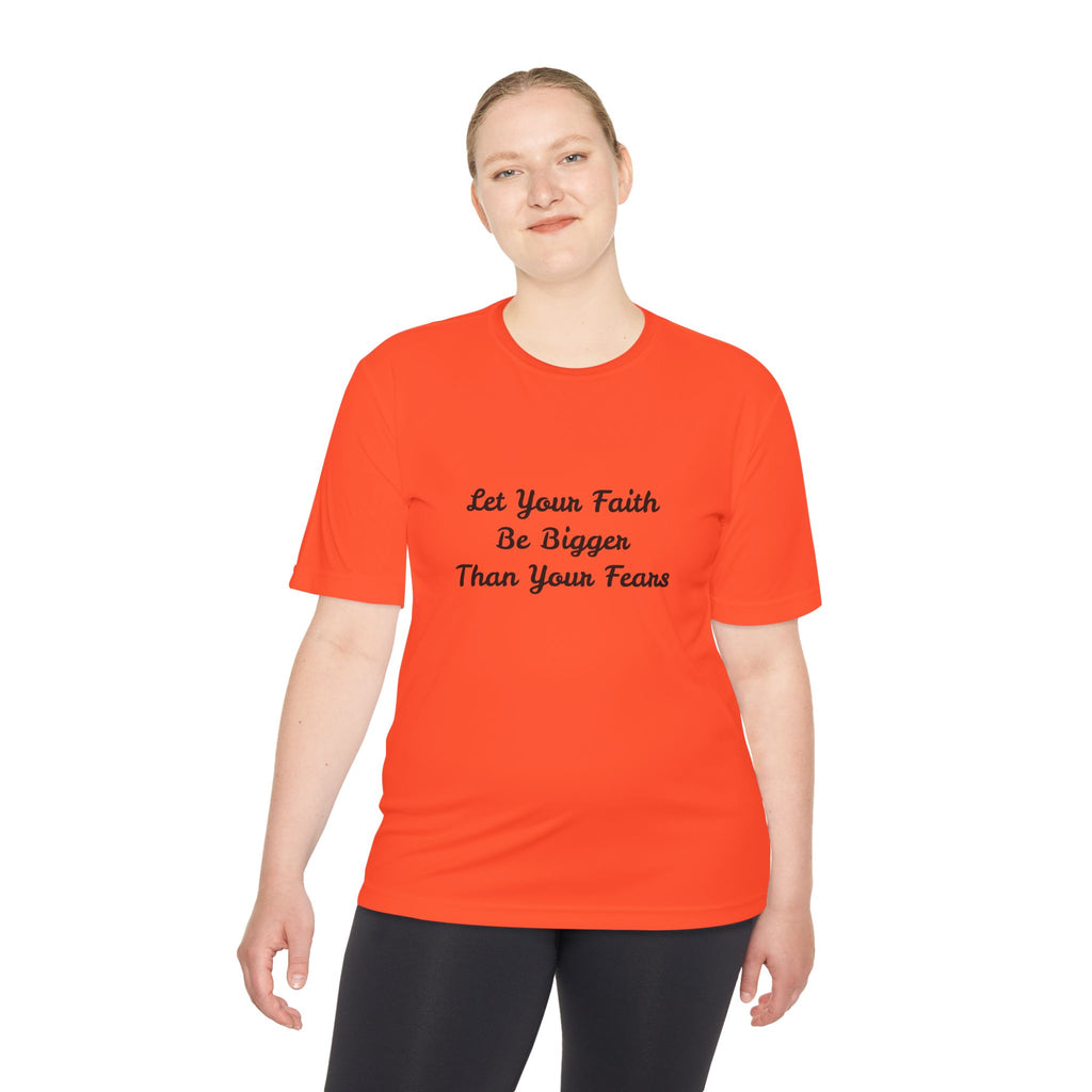Faith Lotus Moisture-Wicking Tee — "Let Your Faith Be Bigger Than Your Fears"
