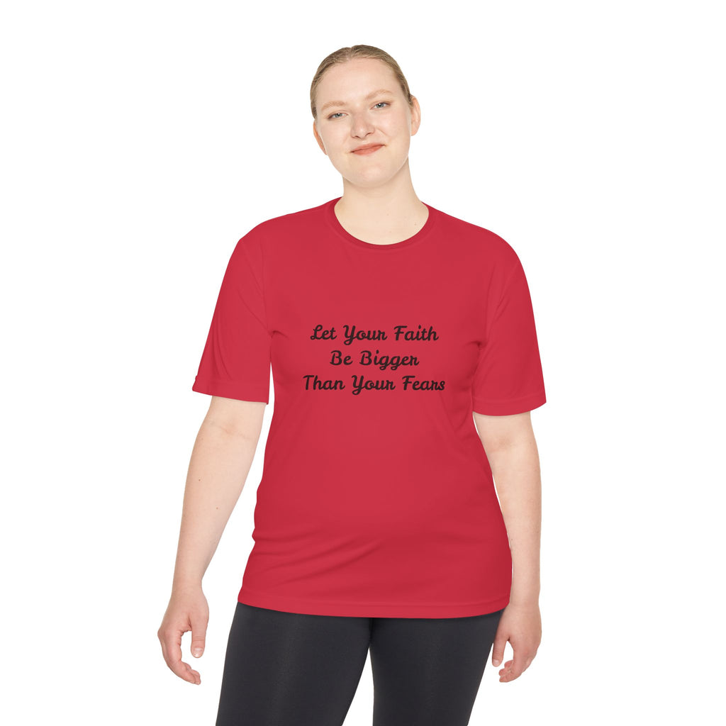 Faith Lotus Moisture-Wicking Tee — "Let Your Faith Be Bigger Than Your Fears"