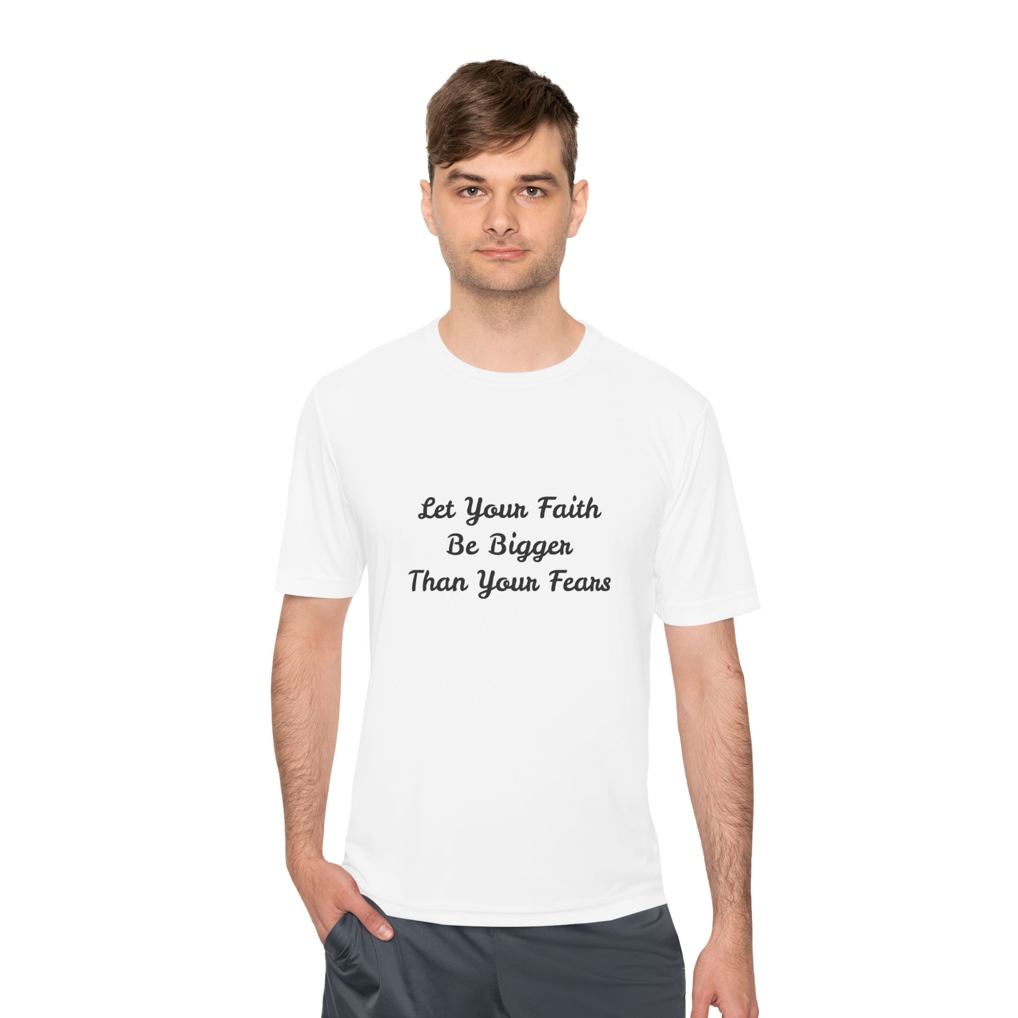 Faith Lotus Moisture-Wicking Tee — "Let Your Faith Be Bigger Than Your Fears"